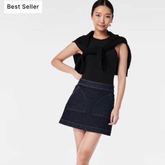 SPANX Raw Indigo Denim Mini Skirt - Picture 3 of 9